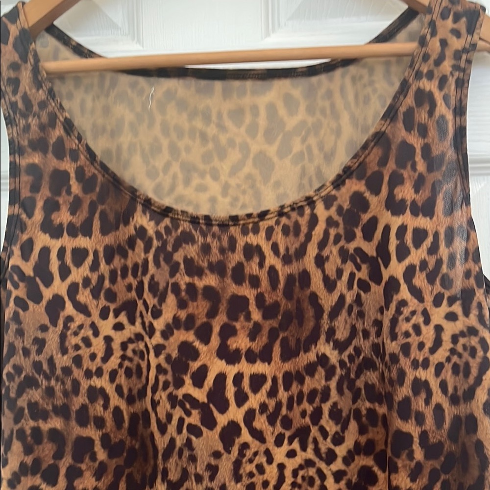 Jones New York Leopard Sleeveless Scoop Neck Sheath Coverup Size L/XL - Picture 2 of 5